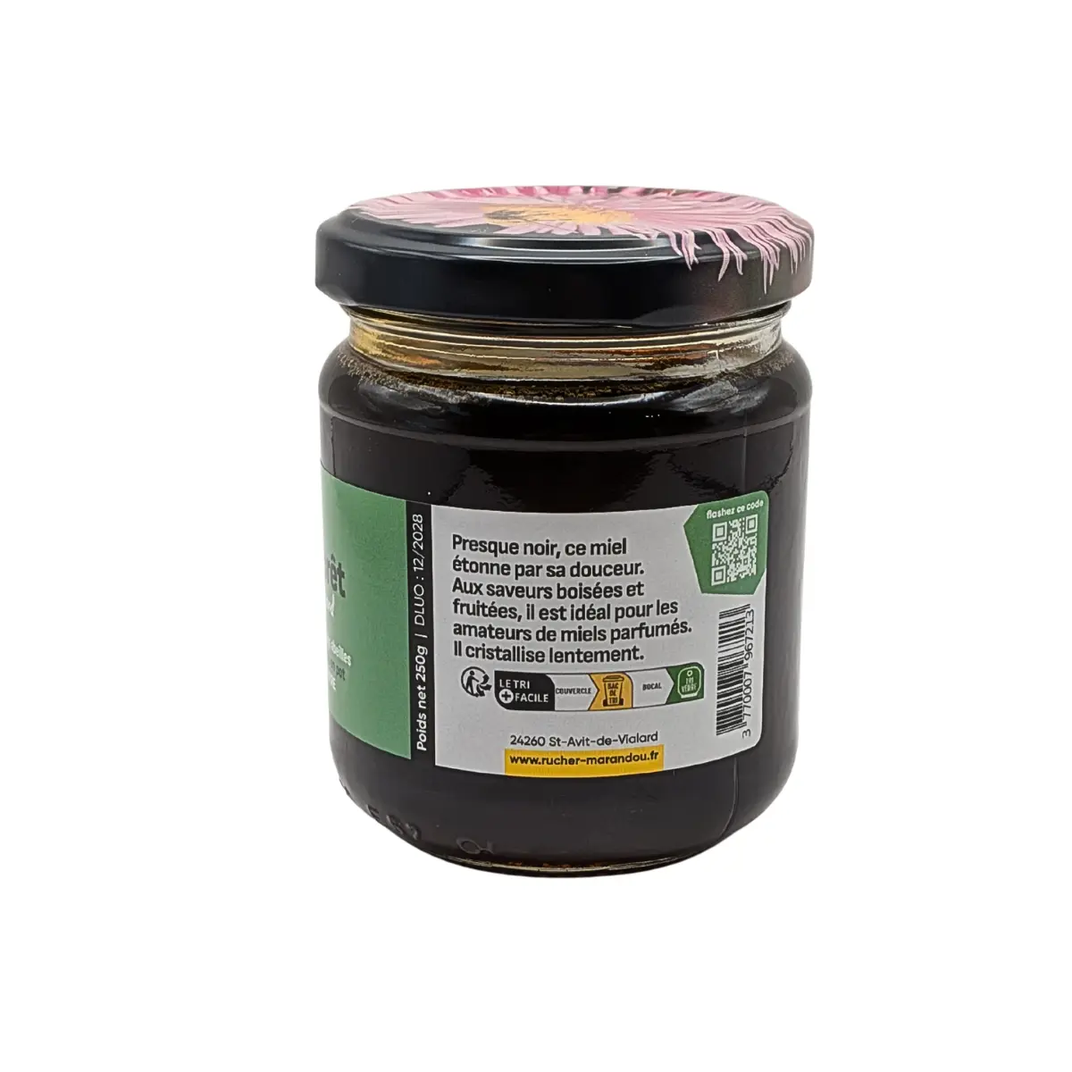 Étiquette miel de forêt du Périgord 250g – informations produit et origine apiculteur