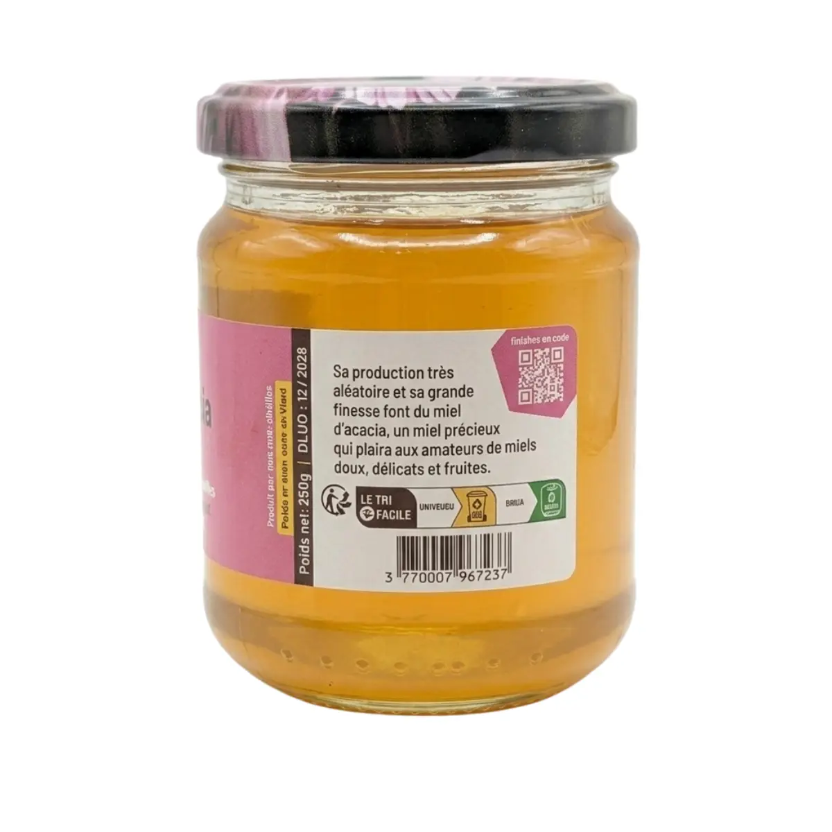 Étiquette miel d’acacia du Périgord 250g – miel clair et liquide récolté par apiculteur