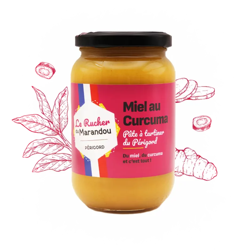 Miel au curcuma 500 g – Apiculteur producteur Dordogne – Rucher du Marandou