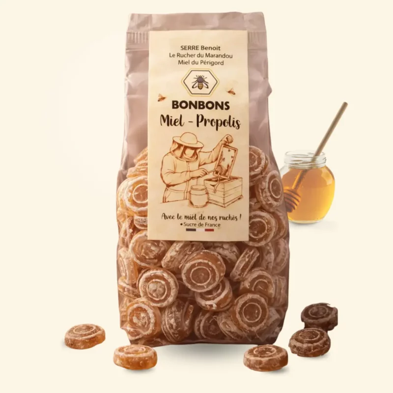 Bonbons au miel du Périgord et propolis artisanaux en sachet de 180 g