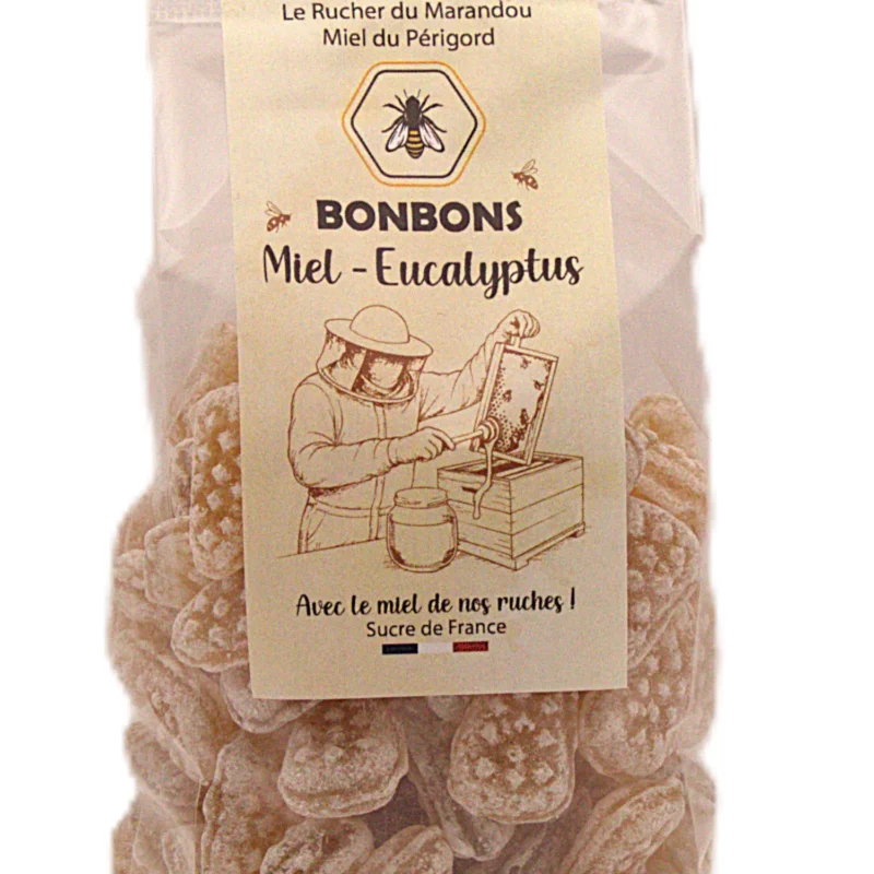 Bonbons artisanaux au miel du Périgord saveur eucalyptus – sachet 180 g