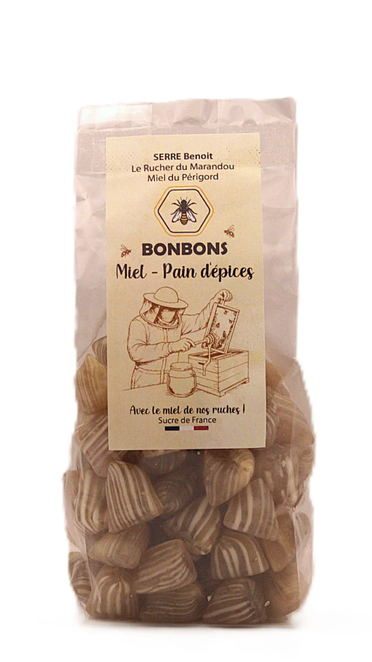 Bonbons artisanaux au miel du Périgord saveur pain d'épices – sachet 180 g