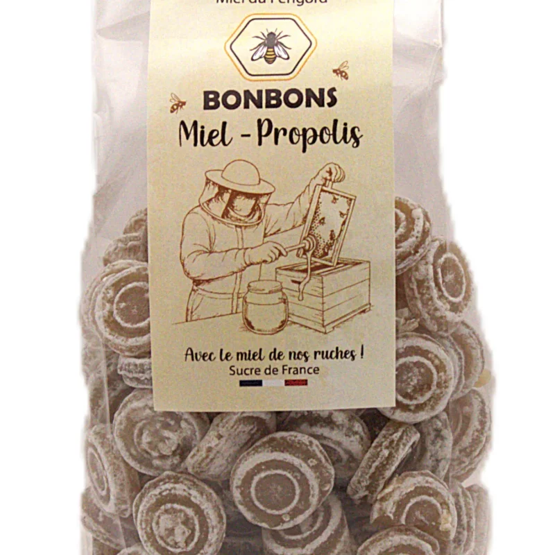 Bonbons artisanaux au miel du Périgord et propolis française – sachet 180 g