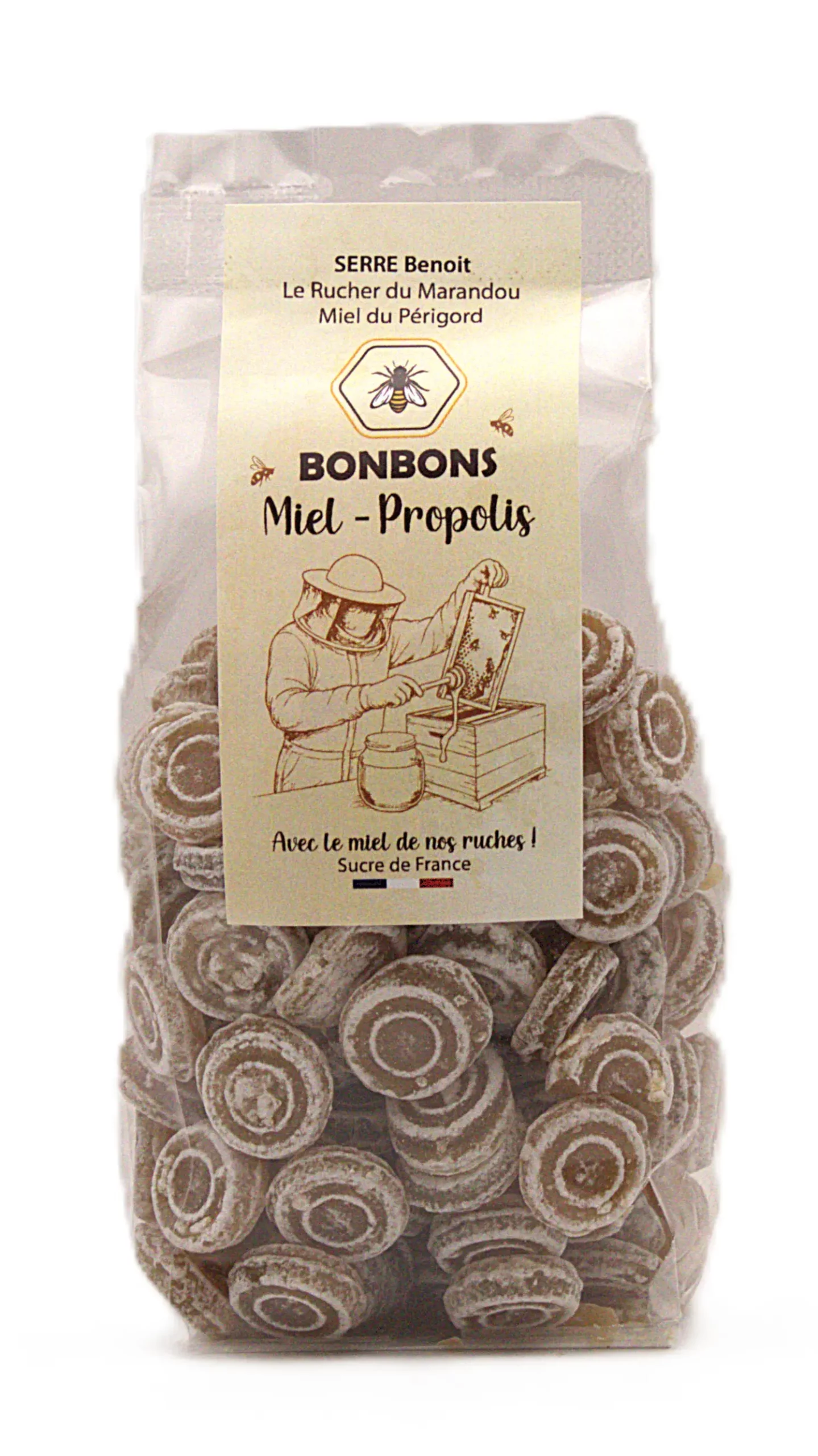 Bonbons artisanaux au miel du Périgord et propolis française – sachet 180 g
