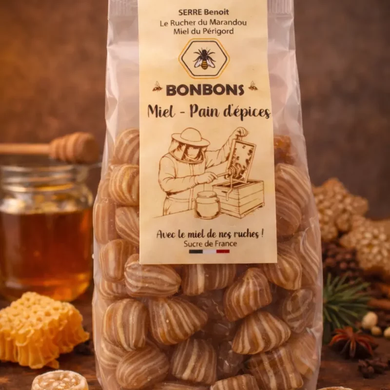 Bonbons artisanaux au miel du Périgord saveur pain d’épices, sachet 180 g
