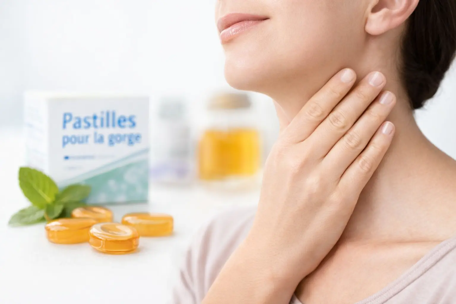 Bonbons pour la gorge au miel utilisés pour soulager une gêne légère et passagère