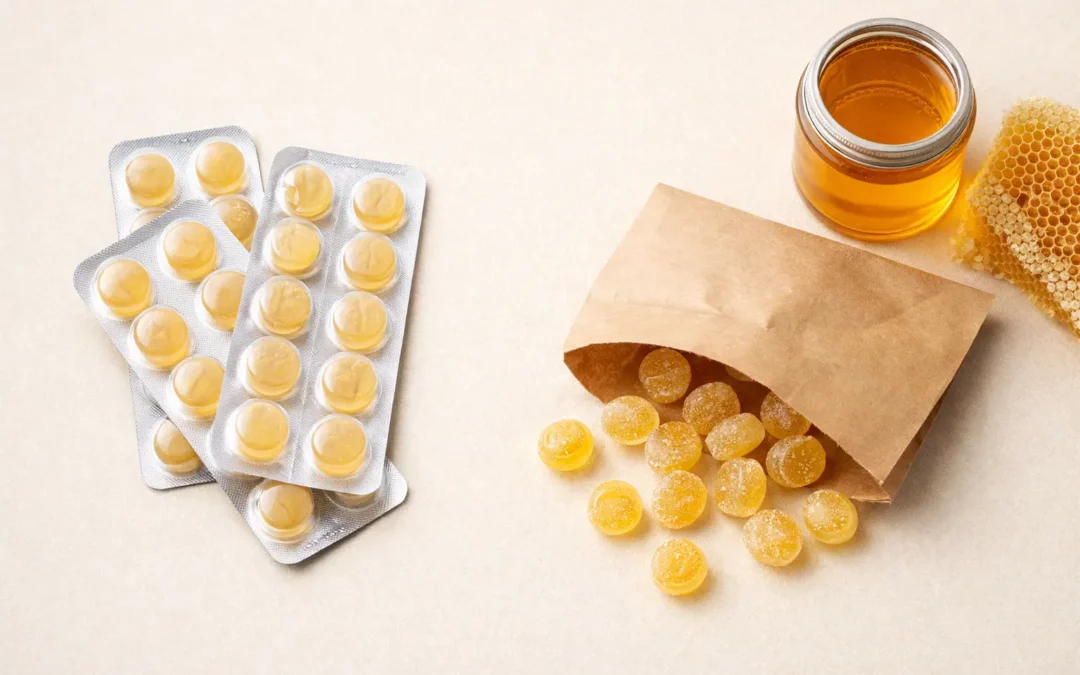 Bonbons au miel en pharmacie : efficacité réelle, composition et différences