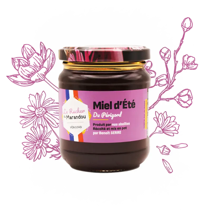 Miel d’été 500 g – Apiculteur producteur Dordogne – Rucher du Marandou