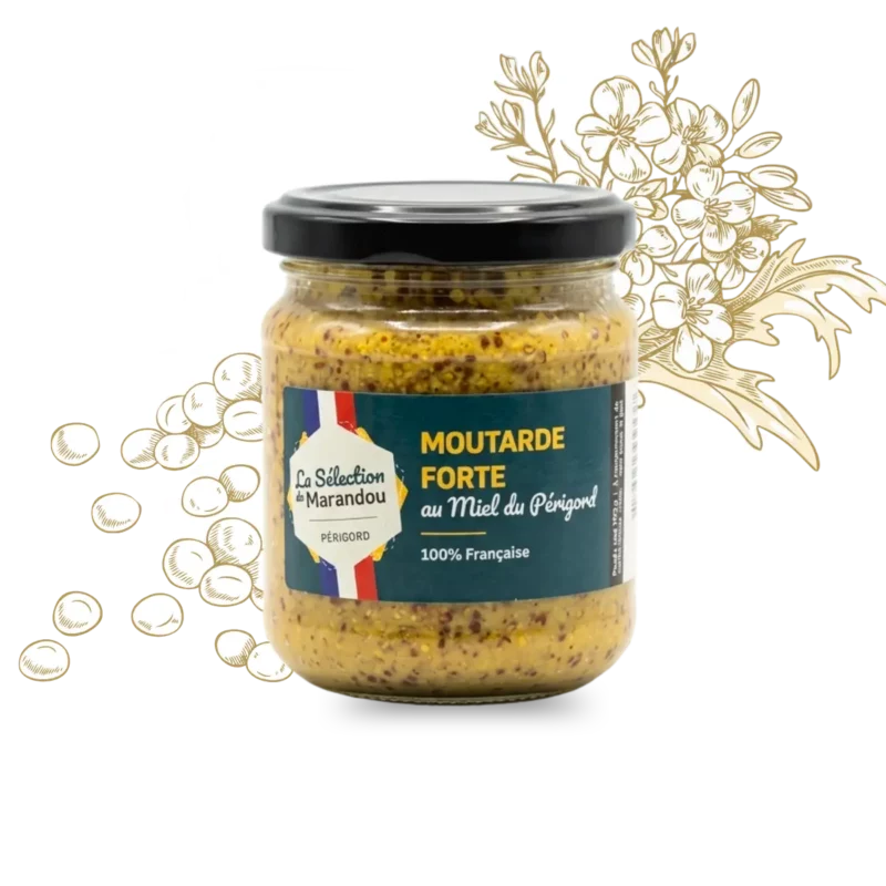 Pot de moutarde forte au miel du Périgord artisanale du Rucher du Marandou