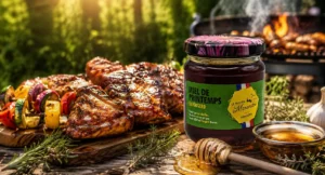 Barbecue gourmand avec viande marinée au miel de printemps du Périgord et grillades estivales