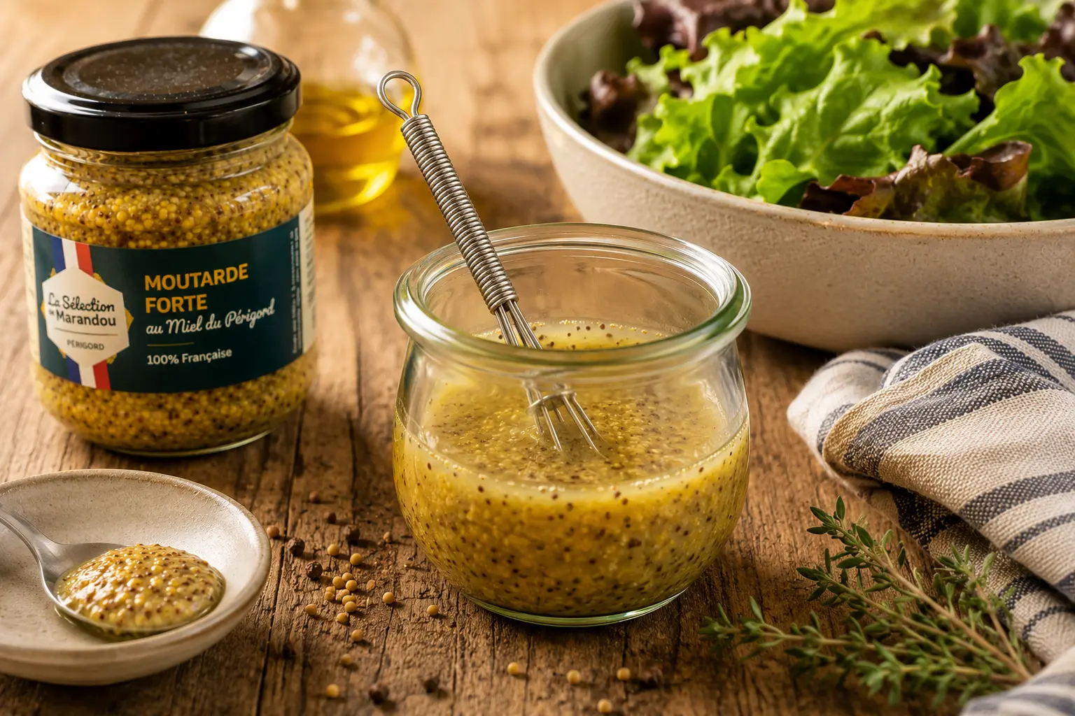 Moutarde forte au miel en vinaigrette Vinaigrette maison à la moutarde au miel