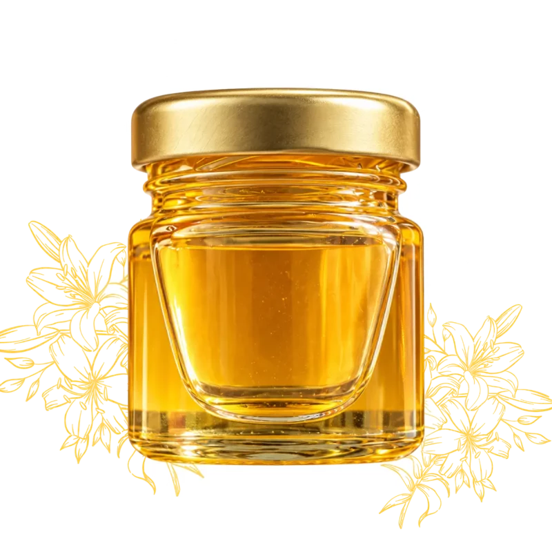 Petit pot de miel de 40 g du Périgord avec couvercle doré, proposé pour les cadeaux personnalisés